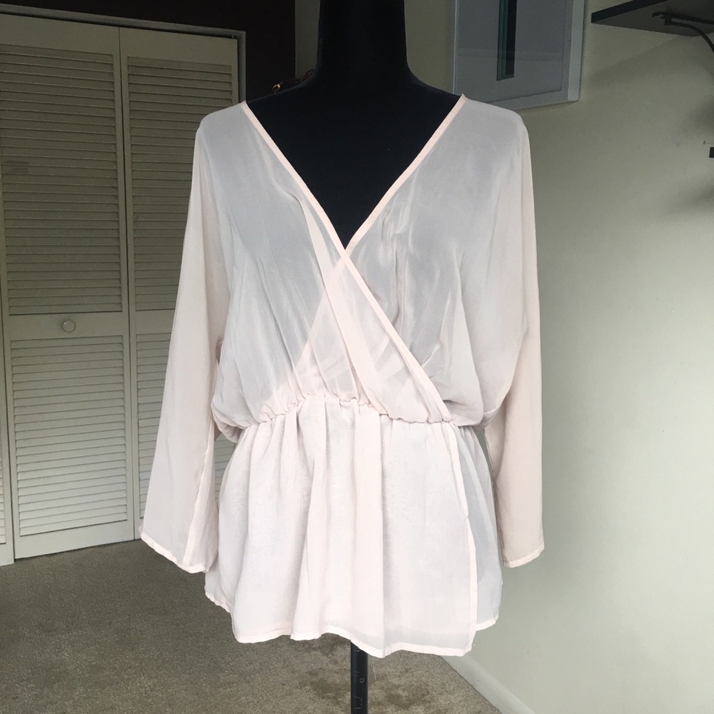 🖤Fred David Blush Pink Sheer V Neck Elastic
